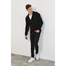 Tarz Cool Erkek Siyah Saç Örgü Şal YAKA-HRK8080R05