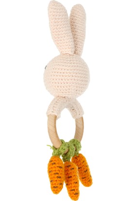 Baby Mika Sevimli Ilk Oyuncağım Tavşan Havuçlu Diş Kaşıyıcı Çıngırak Amigurimi 20 cm