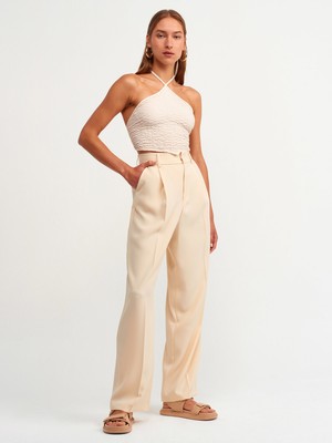Dilvin 7954 Yüksek Bel Pantolon-Natural