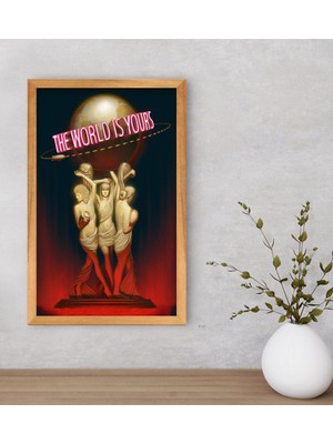 Bk Gift The World Is Yours Tasarımlı Dekoratif Retro Ahşap Tablo-1