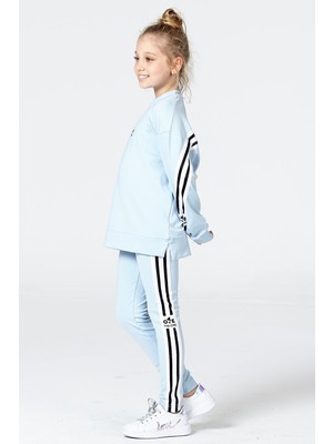 Black One Kız Çocuk Tayt-Sweat Takımı Salaş Yırtmaçlı ve Şerit Detaylı Rahat Tasarım