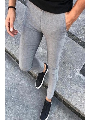 Oksit Zoom 108 Desenli Slim Fit Likralı Keten Pantolon