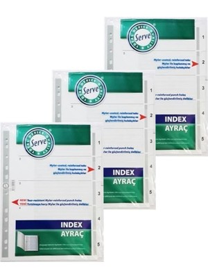 Serve Ayraç A4 1-5 Rakam Karton SV-5323 3'lü