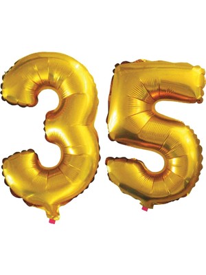 Pazariz  35 Yaş Sayı Folyo Balon Altın 90  cm