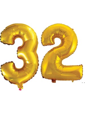 Pazariz  32 Yaş Sayı Folyo Balon Altın 90  cm