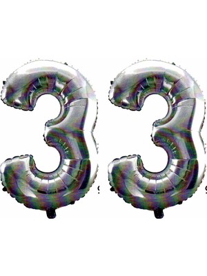 Pazariz  33 Yaş Sayı Folyo Balon Gümüş 90  cm