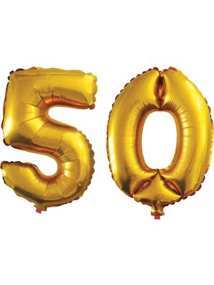 Pazariz  50 Yaş Sayı Folyo Balon Altın 90  cm