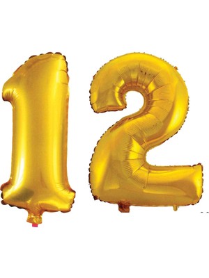 Pazariz  12 Yaş Sayı Folyo Balon Altın 90  cm