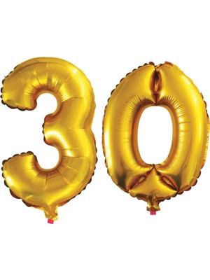Pazariz  30 Yaş Sayı Folyo Balon Altın 90  cm