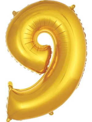 Pazariz  Balon 9 Rakam 76  cm Gold Folyo Balon 34 Inc