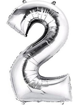 Pazariz  Balon Parti 2 Rakamı Gümüş Folyo Balon 102  cm