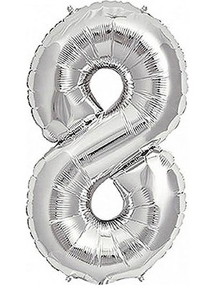 Pazariz  Balon 8 Rakam Folyo Balon Gümüş 40'inch