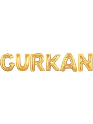 Pazariz  Doğum Günü Gürkan Altın Folyo Balon Set 40 cm Isim Balon