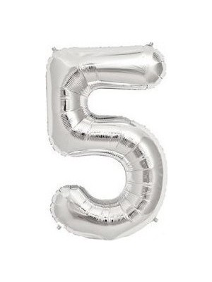 Pazariz  Balon Parti 5 Rakamı Gümüş Folyo Balon 102  cm
