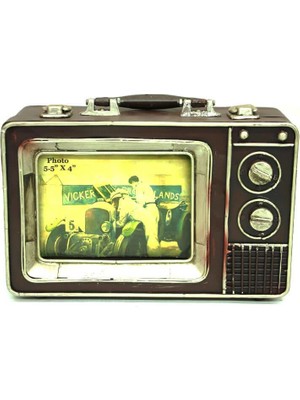 Tunga Dekoratif Metal Televizyon Bavul Vintage Biblo Hediyelik