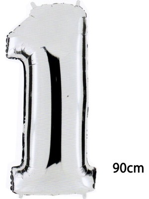 Pazariz  90 cm 1 Rakamı Folyo Balon Gümüş