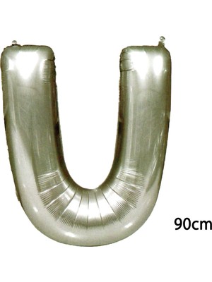 Pazariz  90 cm U Harfi Folyo Balon Gümüş