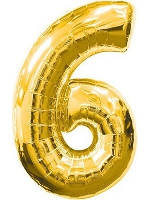 Pazariz  Rakam Folyo Balon 6 Rakamı Büyük Boy Balon Altın Sarısı /dore 100CM