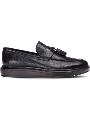 Deery Hakiki Deri Lacivert Püsküllü Erkek Loafer