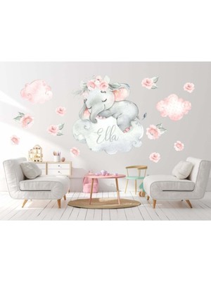 Kt Grup Uyuyan Yavru Fil Watercolor Xl Duvar Sticker Seti