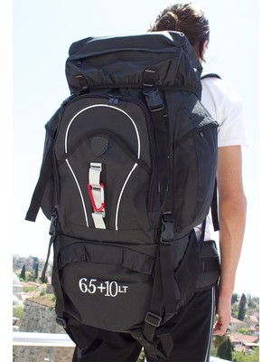 Bagacar 65+10 Litre Siyah Profesyonel Dağcı Sırt Çantası
