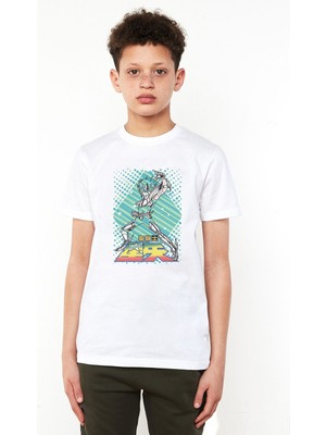 Qivi Anime Dragon Ball Baskılı Unisex Çocuk Beyaz T-Shirt