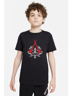 Qivi Assassin's Creed Baskılı Unisex Çocuk Siyah Tshirt