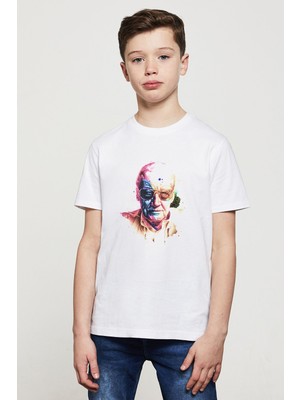 Qivi Ttan Lee Marvel Color Baskılı Unisex Çocuk Beyaz T-Shirt