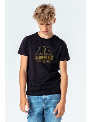 Qivi Riverdale La Bonne Nuit Baskılı Unisex Çocuk Siyah Tshirt