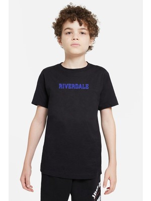 Qivi Riverdale Logo Baskılı Unisex Çocuk Siyah T-Shirt