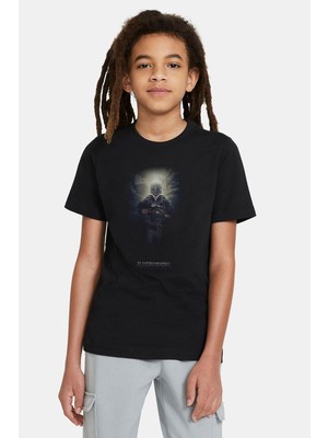 Qivi Pubg Playerunknown Baskılı Unisex Çocuk Siyah T-Shirt