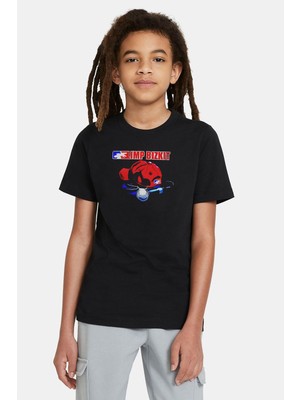 Qivi Limpbizkit Cap Mikrofon Baskılı Unisex Çocuk Siyah T-Shirt
