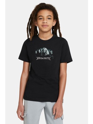 Qivi Megadeth Grup Metal Rock Müzik Music Baskılı Unisex Çocuk Siyah T-Shirt