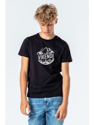 Qivi Pubg Vikendi Baskılı Unisex Çocuk Siyah Tshirt