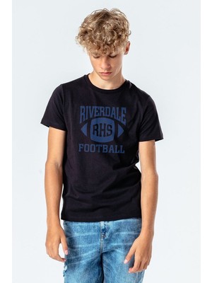 Qivi Riverdale Rhs Football Baskılı Unisex Çocuk Siyah Tshirt