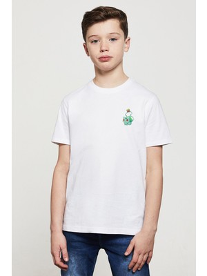 Qivi Pokemon Avengermo Amber Haris Baskılı Unisex Çocuk Beyaz T-Shirt