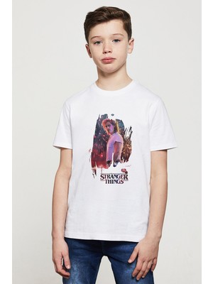 Qivi Stranger Things Billy Wallpaper Baskılı Unisex Çocuk Beyaz T-Shirt