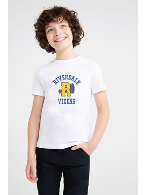 Qivi Riverdale R Vixens Baskılı Unisex Çocuk Beyaz T-Shirt