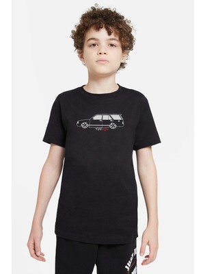 Qivi Tofaşk Kartal Araba Baskılı Unisex Çocuk Siyah T-Shirt