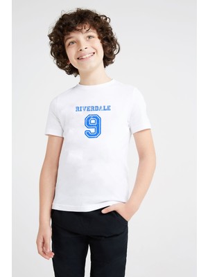 Qivi Riverdale 9 Baskılı Unisex Çocuk Beyaz Tshirt