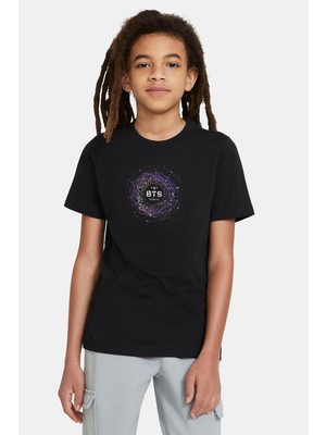 Qivi Bts 4th  K Pop Baskılı Unisex Çocuk Siyah T-Shirt