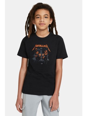 Qivi Metallica Sticks Baskılı Unisex Çocuk Siyah T-Shirt