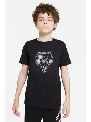 Qivi Metallica Black Baskılı Unisex Çocuk Siyah T-Shirt