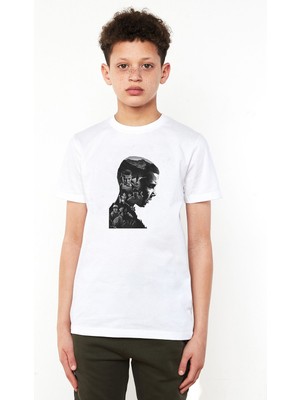 Qivi Stranger Things 11 Eleven Millie Bobby Baskılı Unisex Çocuk Beyaz T-Shirt