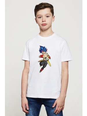 Qivi Anime Dragon Ball Super Vegeta Baskılı Unisex Çocuk Beyaz T-Shirt