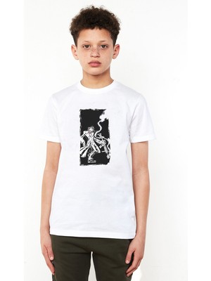 Qivi Joker Dizi Baskılı Unisex Çocuk Beyaz T-Shirt