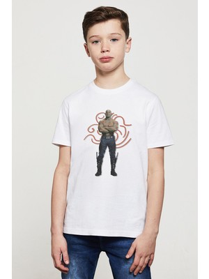 Qivi Drax Yenilmezler Baskılı Unisex Çocuk Beyaz T-Shirt