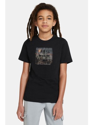 Qivi Iron Maıden A Matter Baskılı Unisex Çocuk Siyah T-Shirt