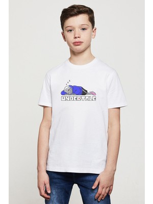 Qivi Undertale Sleep Baskılı Unisex Çocuk Beyaz T-Shirt
