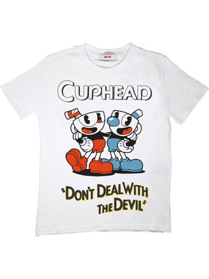 TakeTshirt Cuphead Çocuk Tişört Beyaz Unisex